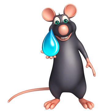 cute Rat cartoon character with water drop