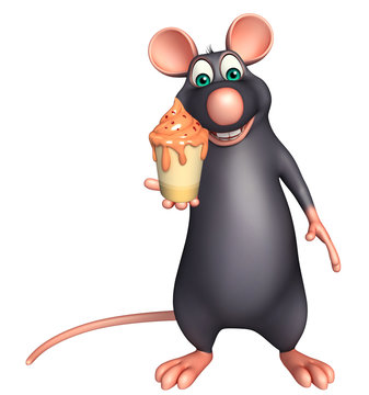 fun Rat cartoon character with ice-cream