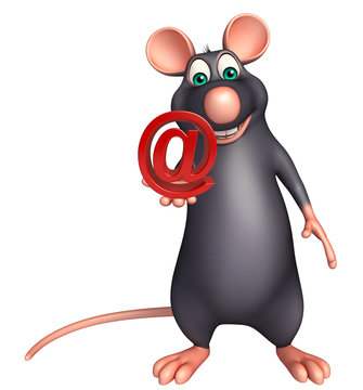  Rat cartoon character with at the rate sign