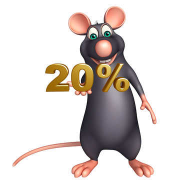 cute Rat cartoon character with 20% sign