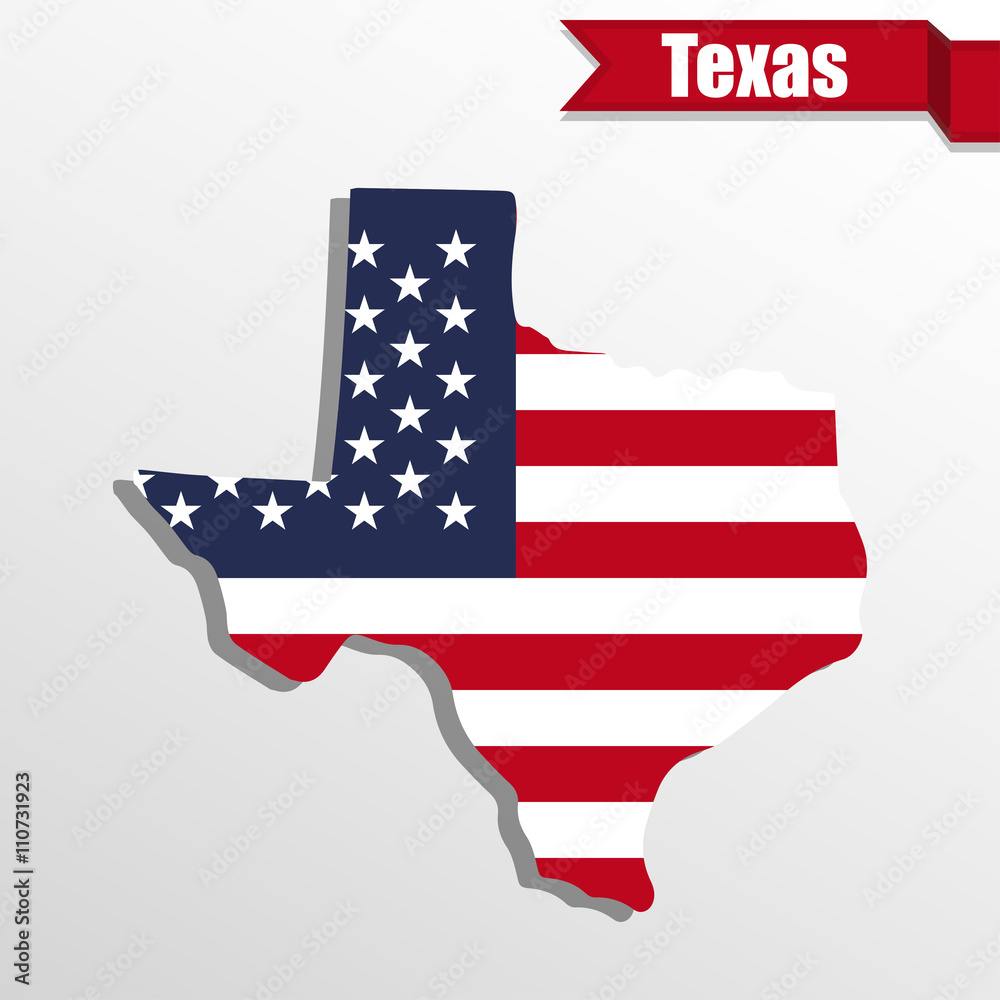 Aufkleber texas state map with us flag inside and ribbon