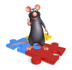 cute Rat cartoon character with puzzle