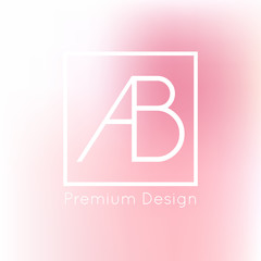 Minimal style logo design with thin lines and pink gradient mesh background. Corporate identity for feminine companies.