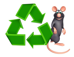 fun Rat cartoon character with recycle
