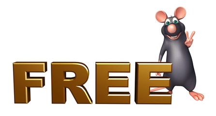 fun Rat cartoon character with free sign