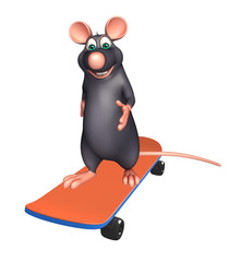 cute Rat cartoon character with skateboard