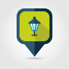 Garden lantern flat vector pin map icon
