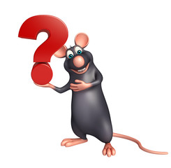 Rat cartoon character with question sign