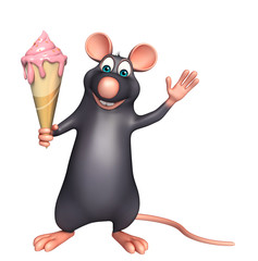 fun Rat cartoon character with ice-cream