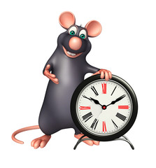  Rat cartoon character  with clock