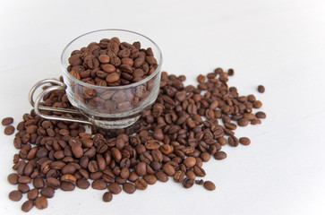 coffee cup with coffee beans