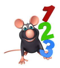 fun  Rat cartoon character with 123 sign