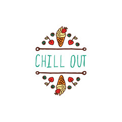 Hand-sketched typographic element with ice cream