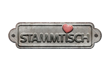 Stammtisch - Emaille - Herz - Blechschild Vintage w