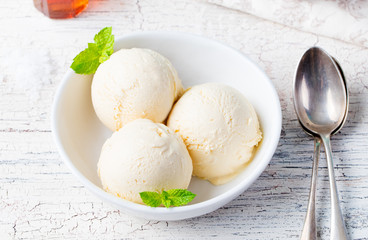 Vanilla Ice Cream in bowl Organic product