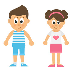cartoon little boy and little girl