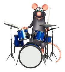 fun  Rat cartoon character with drum