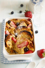 Bread pudding with berries