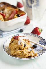 Bread pudding with berries