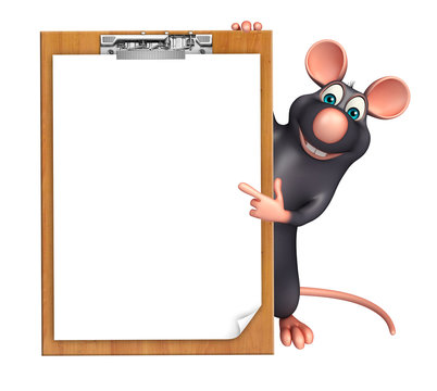 fun Rat cartoon character with exam pad
