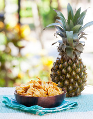 Dried dehydrated deep fried pineapple chips 