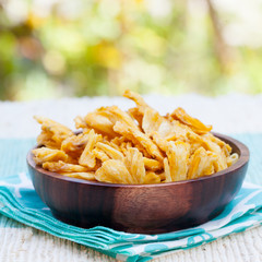 Dried dehydrated deep fried pineapple chips 