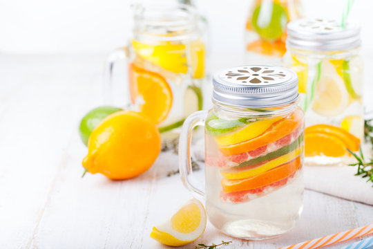 Detox fruit infused water Lemonade cocktail