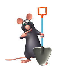 fun  Rat cartoon character with shovel