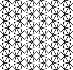 Vector seamless texture. Repeating geometric tiles. Stars inscribed in hexagons. Monochrome graphic design.