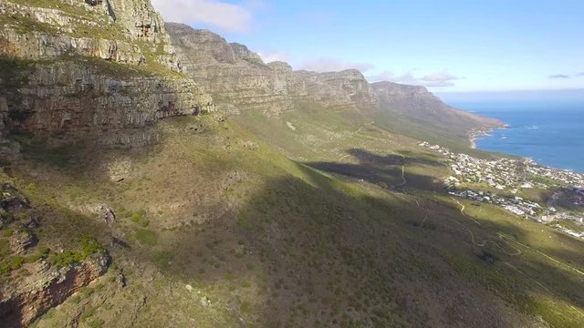 Cape Town 4K UHD aerial footage of Table Mountain Twelve Apostles Peaks. Part 2 of 3
