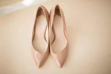 Close-up of beautiful wedding heels