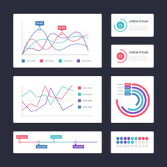 Flat dashboard, set of ui web infographic elements 
