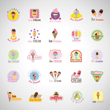 Ice Cream Icons Set - Isolated On Gray Background - Vector Illustration, Graphic Design. For Web, Website, App  