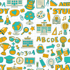 Fototapeta na wymiar Vector doodle set with school items