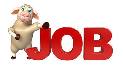 cute Sheep cartoon character with job sign