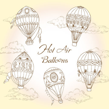  Background with Hot Air Balloons