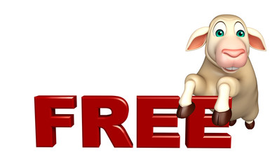 Sheep cartoon character with free sign