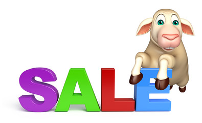 cute Sheep cartoon character  with bigsale sign