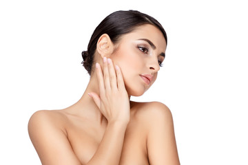 Fototapeta premium Young brunette woman with beautiful clean skin