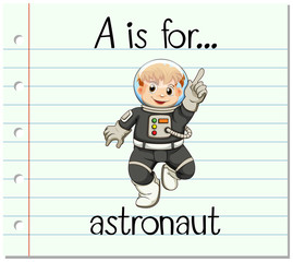 Flashcard letter A is for astronaut