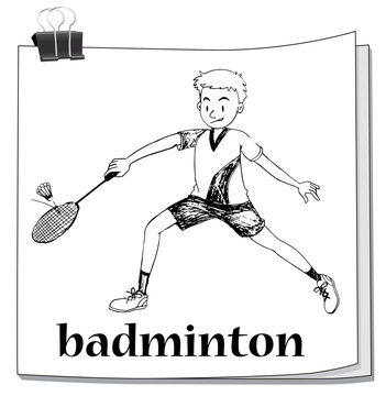 Athlete man playing badminton