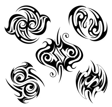 Set of various ethnic style tattoo shapes