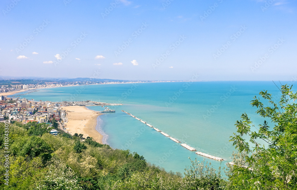 Wall mural a view of rimini from gabicce monte in italy