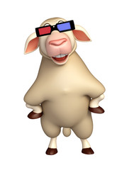 cute Sheep cartoon character with 3D gogal