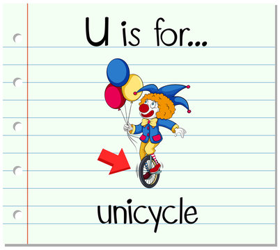 Flashcard letter U is for unicycle