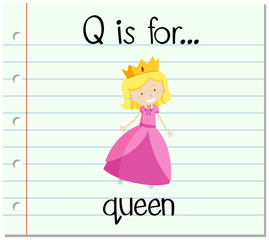 Flashcard letter Q is for queen