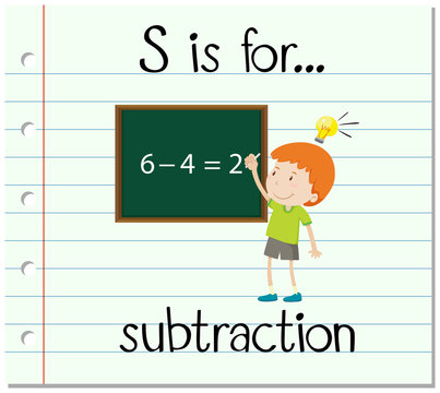 Flashcard letter S is for subtraction