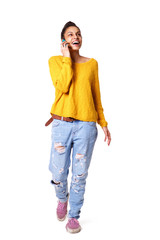 Fototapeta premium Attractive young lady using mobile phone