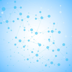 Structure molecule and communication Dna, atom, neurons. Science concept for your design. Connected lines with dots. Medical, technology, chemistry, science background. Vector illustration