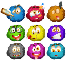 Fototapeta premium Facial expressions on fluffy balls